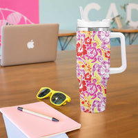 Palaka with Honu and Hibiscus Tumbler With Handle Hawaiian Heritage Spirit - Polynesian Pride