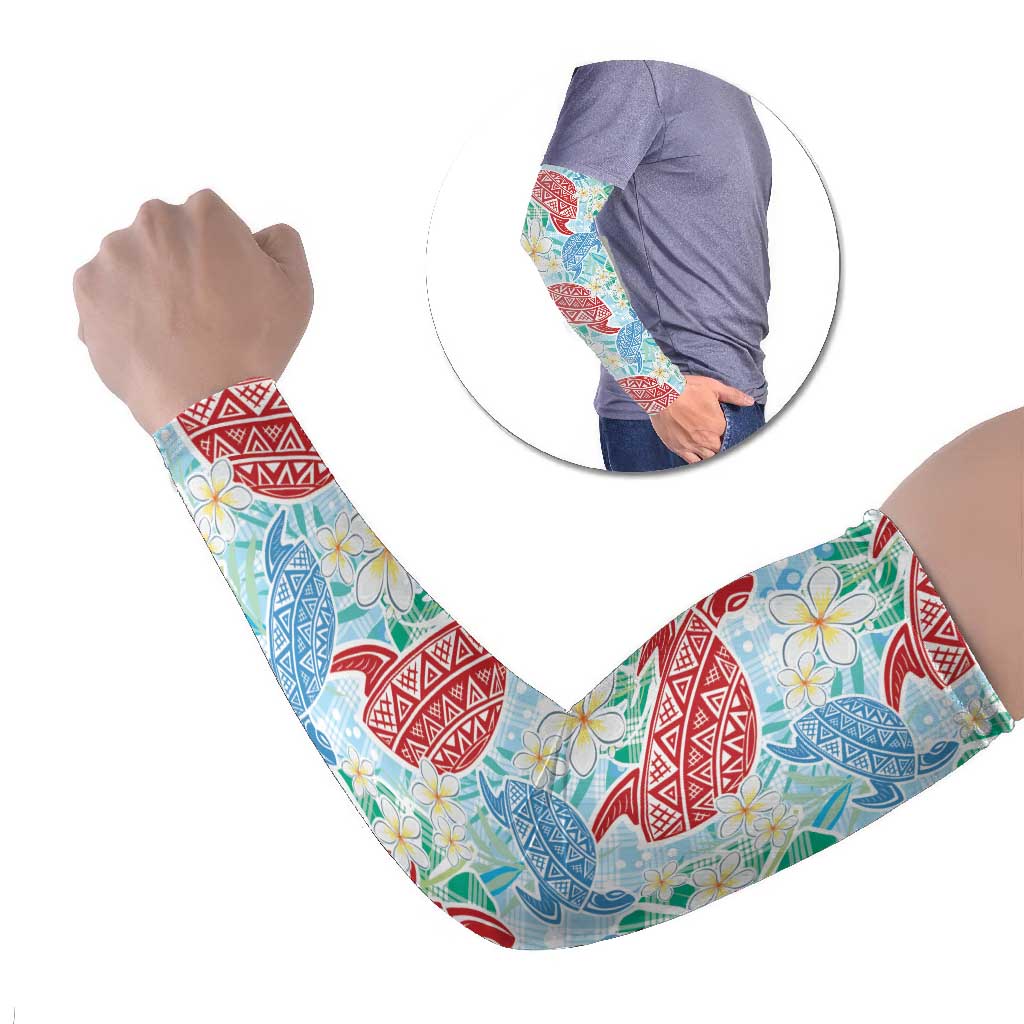 Palaka with Honu and Plumeria Arm Sleeves Hawaiian Heritage Spirit - Polynesian Pride