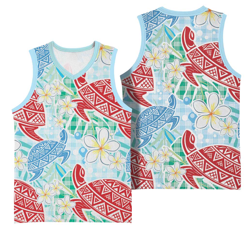 Palaka with Honu and Plumeria Basketball Jersey Hawaiian Heritage Spirit - Polynesian Pride