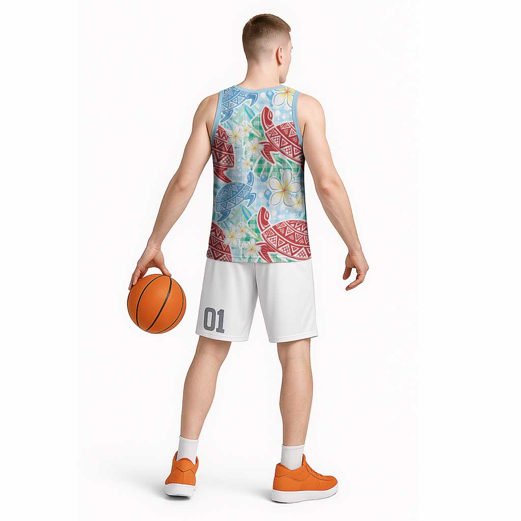 Palaka with Honu and Plumeria Basketball Jersey Hawaiian Heritage Spirit - Polynesian Pride