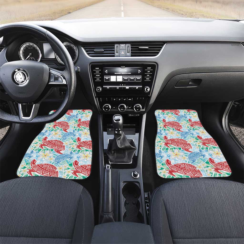 Palaka with Honu and Plumeria Car Mats Hawaiian Heritage Spirit - Polynesian Pride