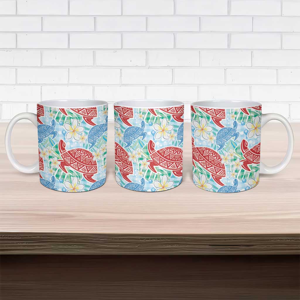 Palaka with Honu and Plumeria Ceramic Mug Hawaiian Heritage Spirit - Polynesian Pride