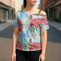 Palaka with Honu and Plumeria Cross Shoulder Shirt Hawaiian Heritage Spirit - Polynesian Pride