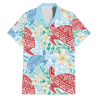 Palaka with Honu and Plumeria Family Matching Mermaid Dress and Hawaiian Shirt Hawaiian Heritage Spirit LT9 Dad's Shirt - Short Sleeve Blue - Polynesian Pride
