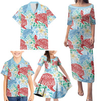 Palaka with Honu and Plumeria Family Matching Puletasi and Hawaiian Shirt Hawaiian Heritage Spirit LT9 - Polynesian Pride