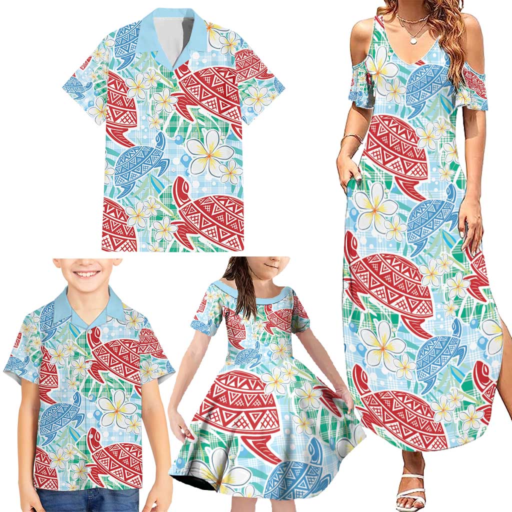 Palaka with Honu and Plumeria Family Matching Summer Maxi Dress and Hawaiian Shirt Hawaiian Heritage Spirit LT9 - Polynesian Pride