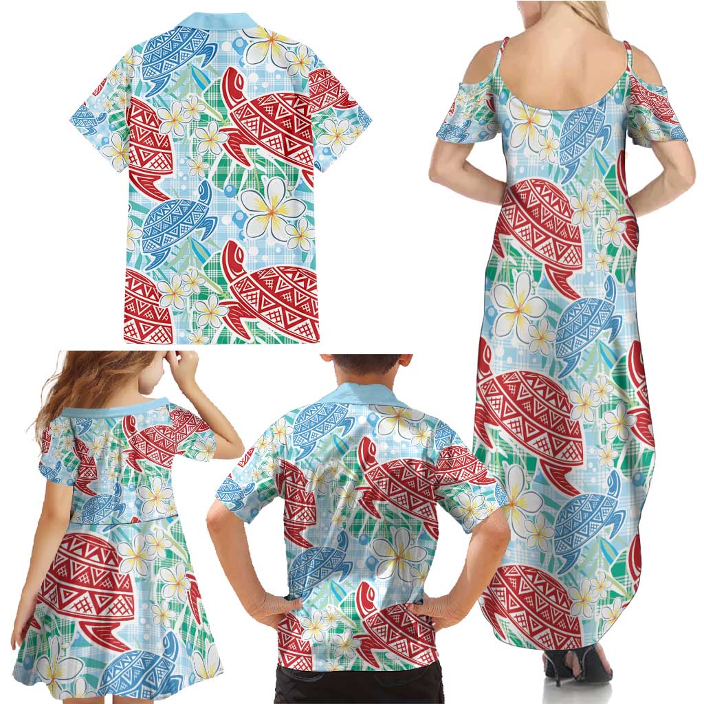 Palaka with Honu and Plumeria Family Matching Summer Maxi Dress and Hawaiian Shirt Hawaiian Heritage Spirit LT9 - Polynesian Pride