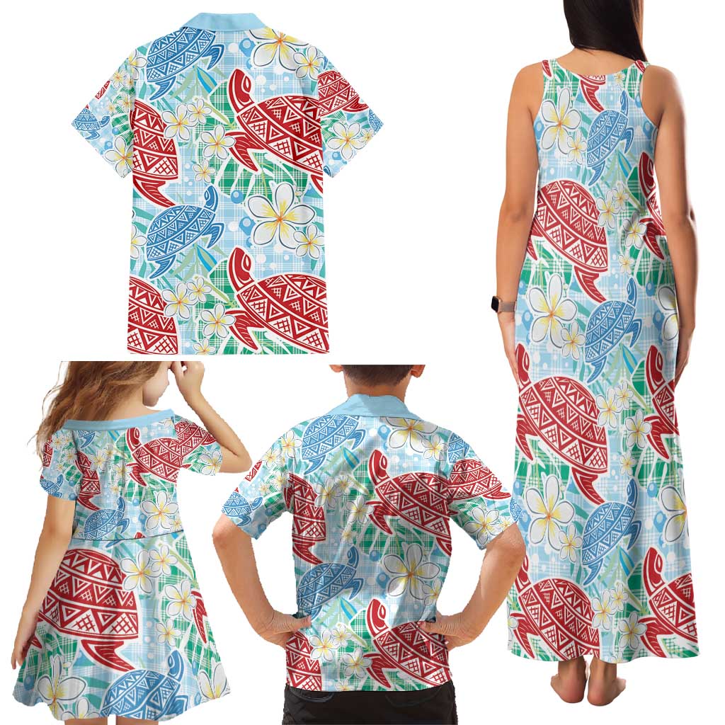 Palaka with Honu and Plumeria Family Matching Tank Maxi Dress and Hawaiian Shirt Hawaiian Heritage Spirit LT9 - Polynesian Pride