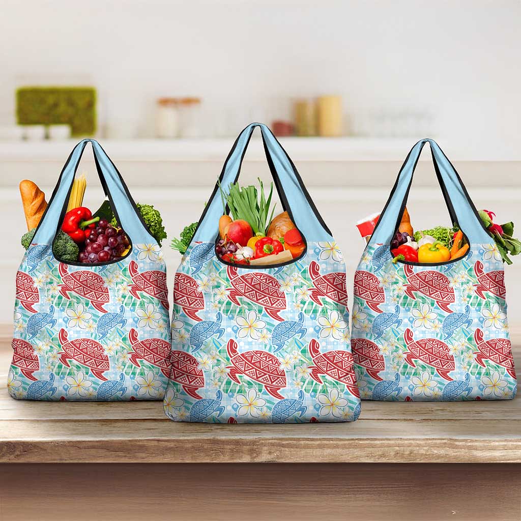 Palaka with Honu and Plumeria Grocery Bag Hawaiian Heritage Spirit - Polynesian Pride