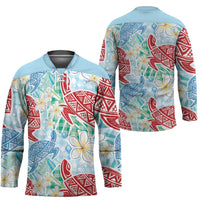 Palaka with Honu and Plumeria Hockey Jersey Hawaiian Heritage Spirit - Polynesian Pride