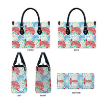 Palaka with Honu and Plumeria Leather Bag Hawaiian Heritage Spirit - Polynesian Pride