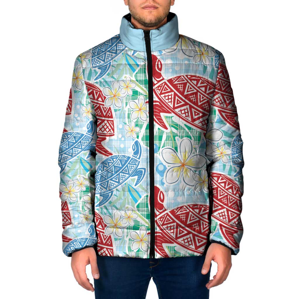 Palaka with Honu and Plumeria Padded Jacket Hawaiian Heritage Spirit - Polynesian Pride