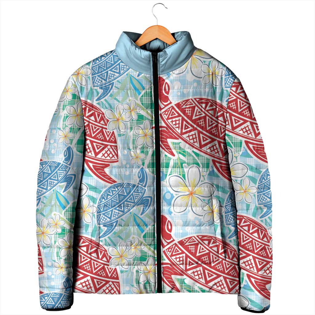 Palaka with Honu and Plumeria Padded Jacket Hawaiian Heritage Spirit - Polynesian Pride