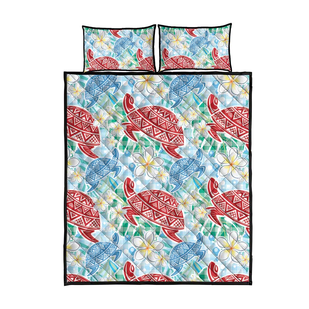 Palaka with Honu and Plumeria Quilt Bed Set Hawaiian Heritage Spirit LT9 - Polynesian Pride
