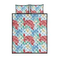Palaka with Honu and Plumeria Quilt Bed Set Hawaiian Heritage Spirit LT9 - Polynesian Pride