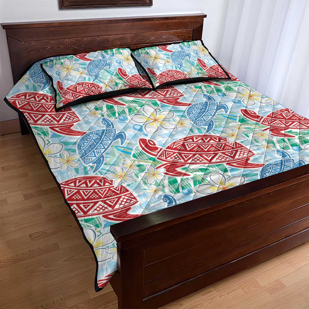 Palaka with Honu and Plumeria Quilt Bed Set Hawaiian Heritage Spirit LT9 - Polynesian Pride