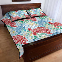 Palaka with Honu and Plumeria Quilt Bed Set Hawaiian Heritage Spirit LT9 - Polynesian Pride