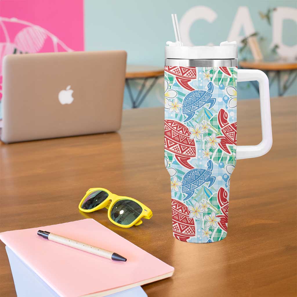 Palaka with Honu and Plumeria Tumbler With Handle Hawaiian Heritage Spirit - Polynesian Pride