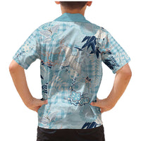 Blue Palaka Crane and Flowers Family Matching Mermaid Dress and Hawaiian Shirt Japan Heritage Spirit LT9 - Polynesian Pride