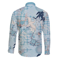 Blue Palaka Crane and Flowers Family Matching Short Sleeve Bodycon Dress and Hawaiian Shirt Japan Heritage Spirit LT9 - Polynesian Pride