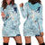 Blue Palaka Crane and Flowers Hoodie Dress Japan Heritage Spirit - Polynesian Pride