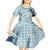 Blue Palaka Crane and Flowers Kid Short Sleeve Dress Japan Heritage Spirit - Polynesian Pride