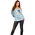 Blue Palaka Crane and Flowers Off Shoulder Sweater Japan Heritage Spirit - Polynesian Pride