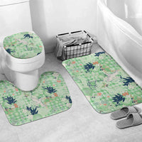 Green Palaka Crane and Flowers Bathroom Set Japan Heritage Spirit LT9 Mat Set Only (3 pcs) One Size Green - Polynesian Pride