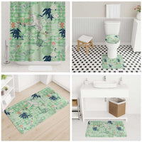 Green Palaka Crane and Flowers Bathroom Set Japan Heritage Spirit LT9 - Polynesian Pride