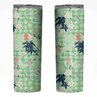 Green Palaka Crane and Flowers Skinny Tumbler Japan Heritage Spirit LT9 Green - Polynesian Pride