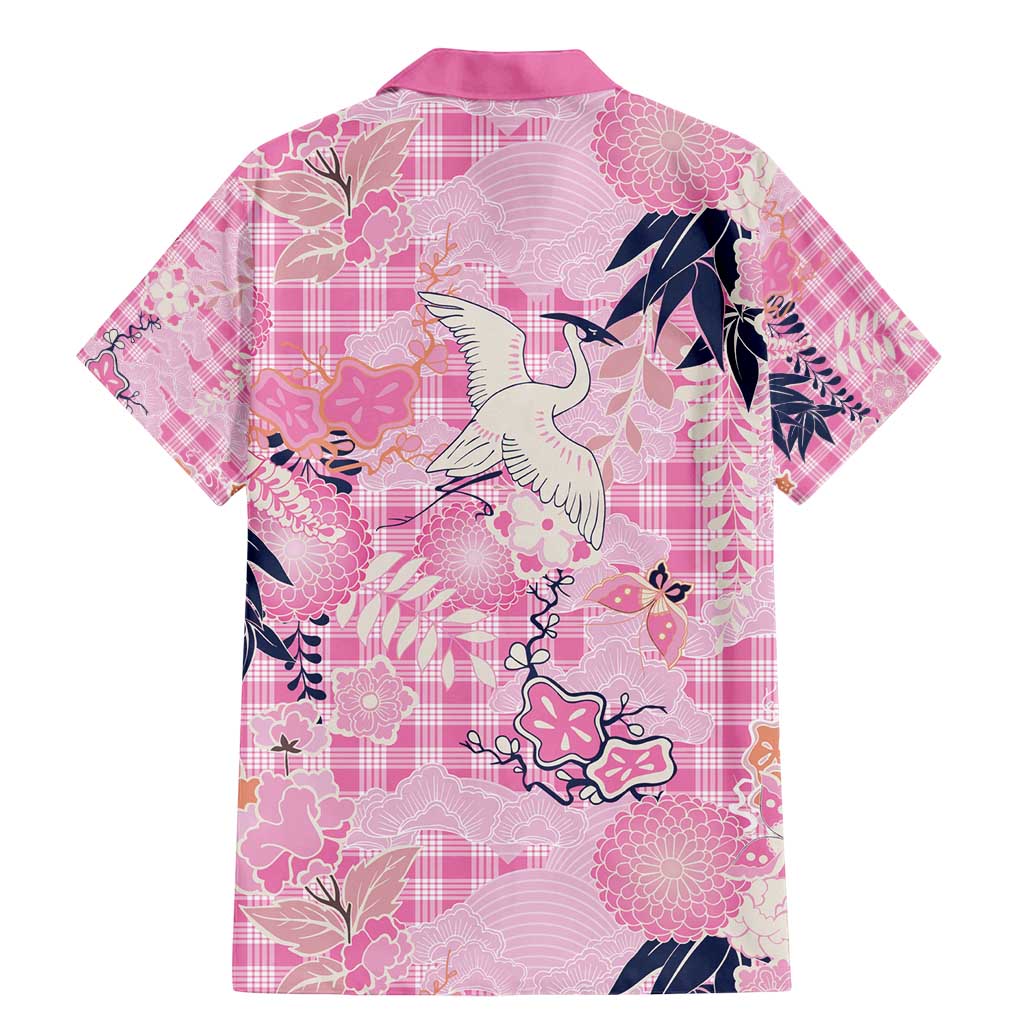 Pink Palaka Crane and Flowers Family Matching Mermaid Dress and Hawaiian Shirt Japan Heritage Spirit LT9 - Polynesian Pride
