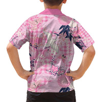 Pink Palaka Crane and Flowers Family Matching Short Sleeve Bodycon Dress and Hawaiian Shirt Japan Heritage Spirit LT9 - Polynesian Pride