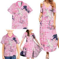 Pink Palaka Crane and Flowers Family Matching Summer Maxi Dress and Hawaiian Shirt Japan Heritage Spirit LT9 - Polynesian Pride
