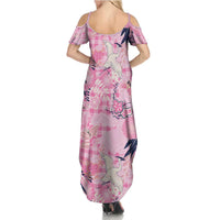Pink Palaka Crane and Flowers Family Matching Summer Maxi Dress and Hawaiian Shirt Japan Heritage Spirit LT9 - Polynesian Pride
