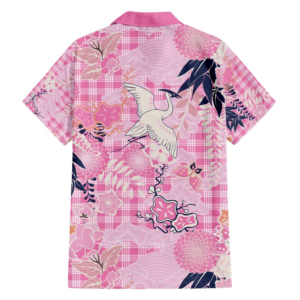 Pink Palaka Crane and Flowers Family Matching Tank Maxi Dress and Hawaiian Shirt Japan Heritage Spirit LT9 - Polynesian Pride