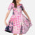 Pink Palaka Crane and Flowers Kid Short Sleeve Dress Japan Heritage Spirit - Polynesian Pride