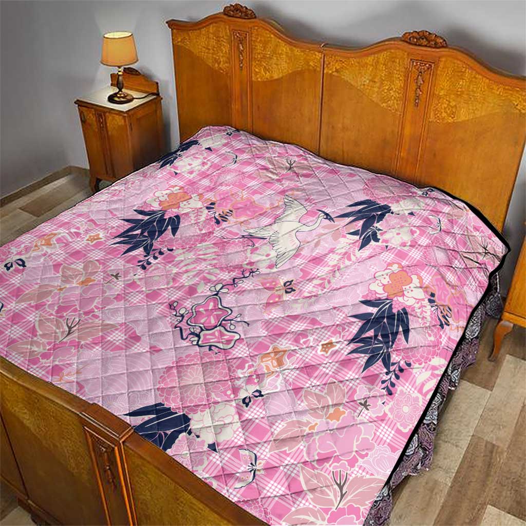 Pink Palaka Crane and Flowers Quilt Japan Heritage Spirit LT9 - Polynesian Pride