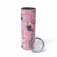 Pink Palaka Crane and Flowers Skinny Tumbler Japan Heritage Spirit LT9 - Polynesian Pride