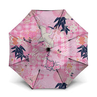 Pink Palaka Crane and Flowers Umbrella Japan Heritage Spirit LT9 One Size Folded 11.42 inch Opened Diameter 37.4 inch Pink - Polynesian Pride