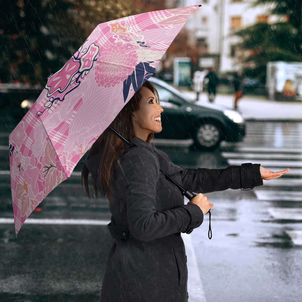Pink Palaka Crane and Flowers Umbrella Japan Heritage Spirit LT9 - Polynesian Pride