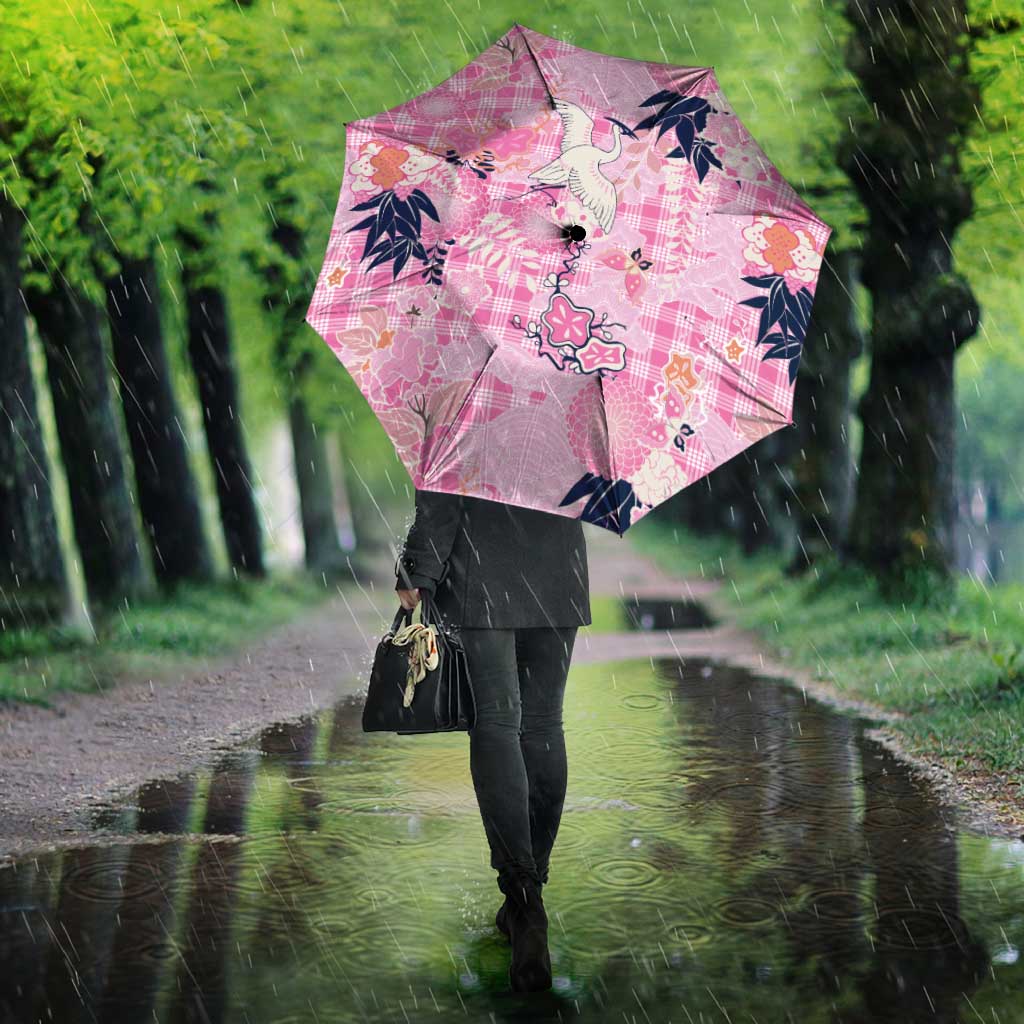 Pink Palaka Crane and Flowers Umbrella Japan Heritage Spirit LT9 - Polynesian Pride