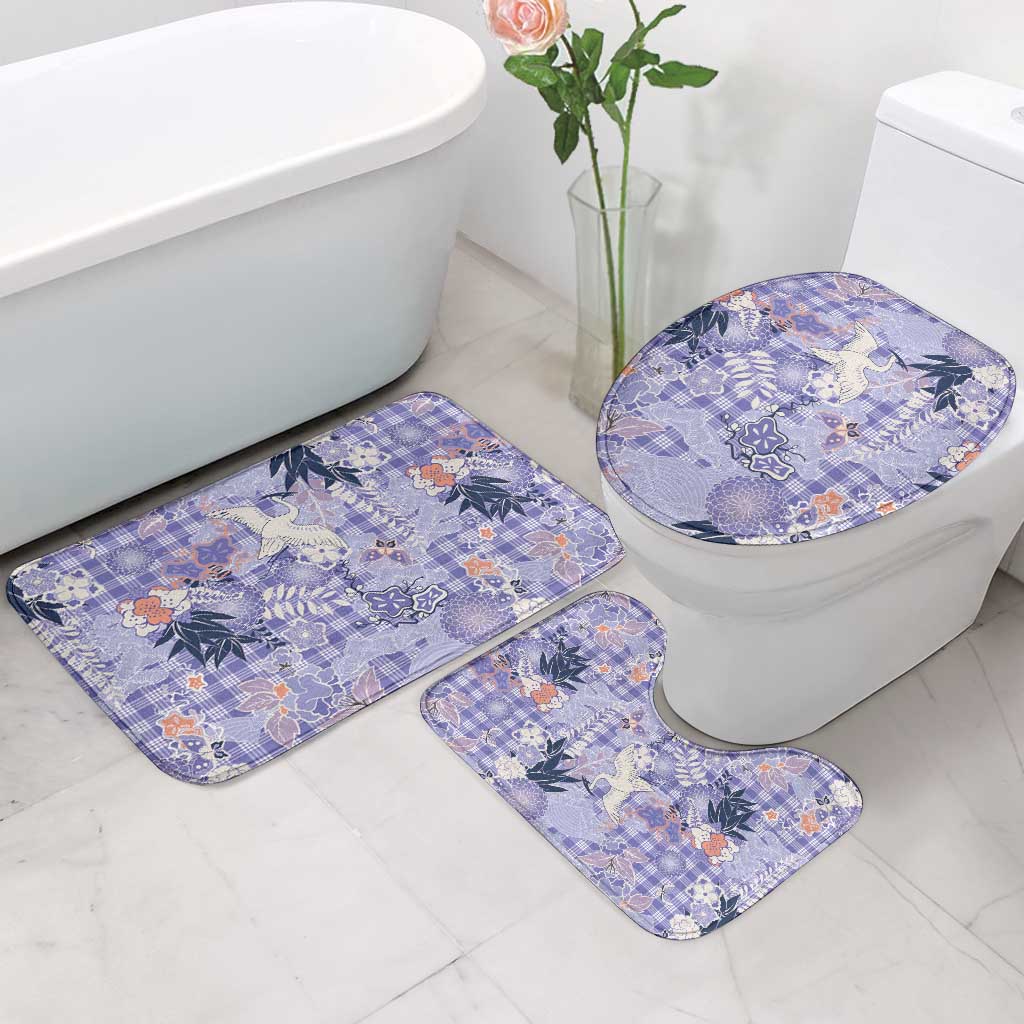 Purple Palaka Crane and Flowers Bathroom Set Japan Heritage Spirit LT9 - Polynesian Pride