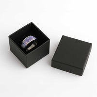 Purple Palaka Crane and Flowers Classic Ring Japan Heritage Spirit - Polynesian Pride