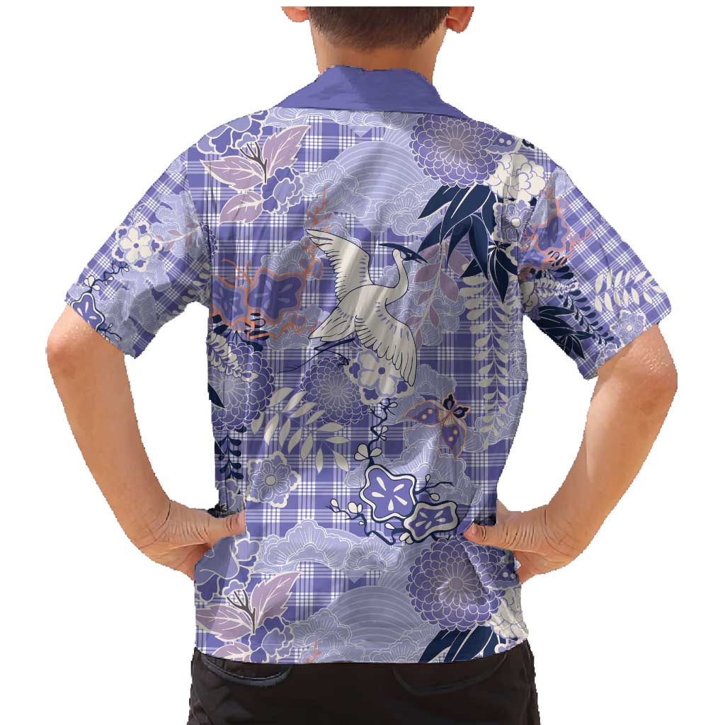 Purple Palaka Crane and Flowers Family Matching Mermaid Dress and Hawaiian Shirt Japan Heritage Spirit LT9 - Polynesian Pride