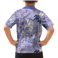 Purple Palaka Crane and Flowers Family Matching Mermaid Dress and Hawaiian Shirt Japan Heritage Spirit LT9 - Polynesian Pride