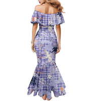Purple Palaka Crane and Flowers Family Matching Mermaid Dress and Hawaiian Shirt Japan Heritage Spirit LT9 - Polynesian Pride