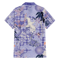 Purple Palaka Crane and Flowers Family Matching Short Sleeve Bodycon Dress and Hawaiian Shirt Japan Heritage Spirit LT9 - Polynesian Pride