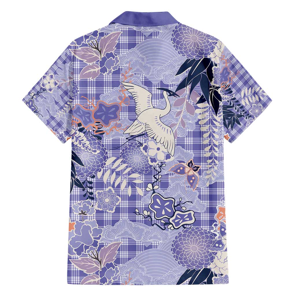 Purple Palaka Crane and Flowers Family Matching Summer Maxi Dress and Hawaiian Shirt Japan Heritage Spirit LT9 - Polynesian Pride