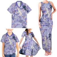 Purple Palaka Crane and Flowers Family Matching Tank Maxi Dress and Hawaiian Shirt Japan Heritage Spirit LT9 - Polynesian Pride