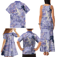 Purple Palaka Crane and Flowers Family Matching Tank Maxi Dress and Hawaiian Shirt Japan Heritage Spirit LT9 - Polynesian Pride
